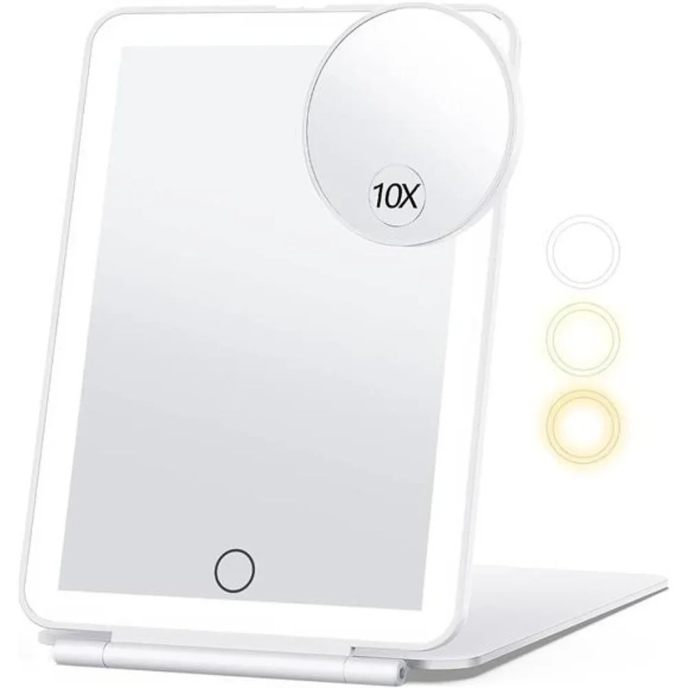 Rechargeable Travel Makeup Mirror with 10X Magnifying Mirror, Vanity Mirror
